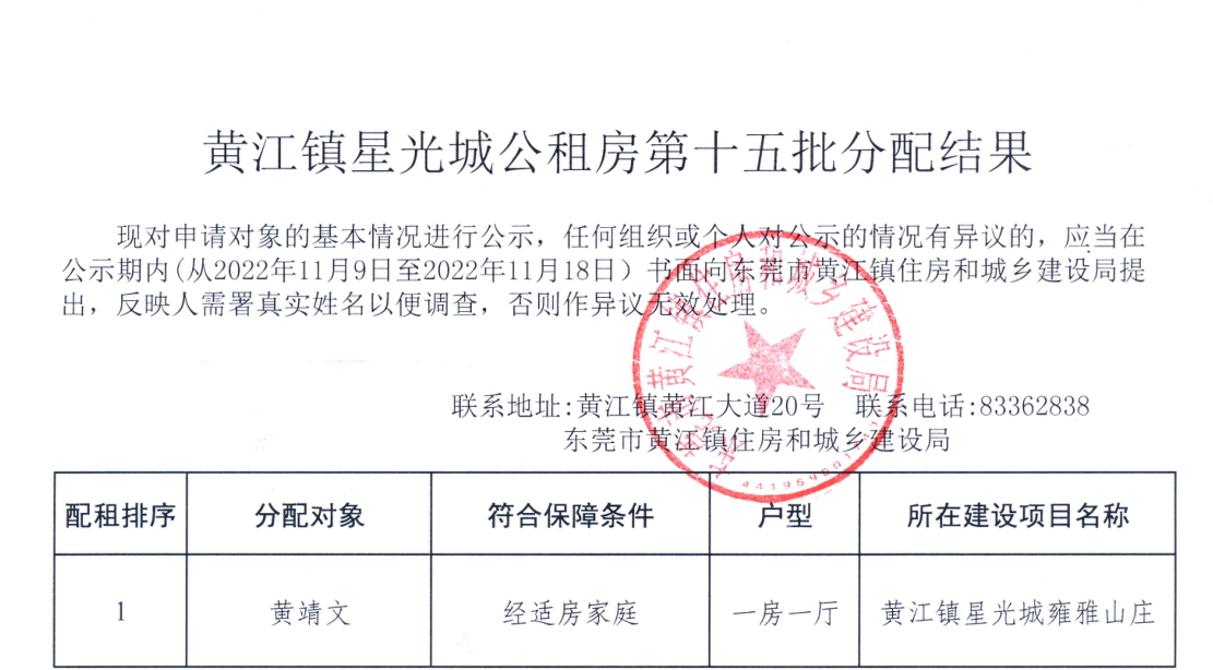 黃江鎮(zhèn)星光城公租房第十五批分配結果.png