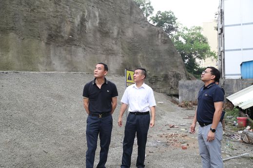 長安鎮(zhèn)黨委委員陳文龍帶隊前往正龍路、新崗路附近的地質災害風險點、隱患點進行逐一檢查 麥偉強攝_結果.jpg